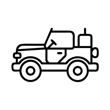 Klasik 4x4 off road aracı basit hat simgesi
