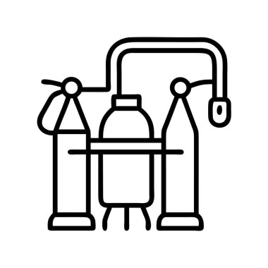 Kimya laboratuvarı aygıtı ve damıtma simgesi