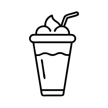 Tasarım için lezzetli kremalı içecek çizgisi sanat simgesi