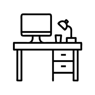 Ofis masası bilgisayar lambası çalışma istasyonu simgesi