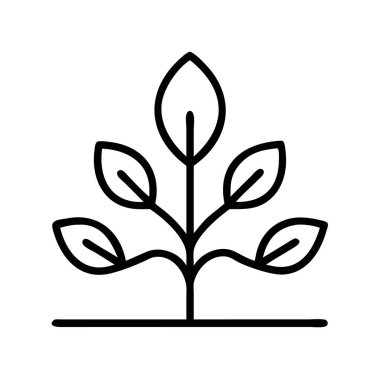 Minimalist çizgi sanat simgesi büyüyen bir bitkiyi temsil ediyor