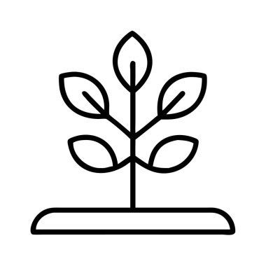 Küçük bir bitki veya fidyenin minimalist çizgi sanat simgesi.