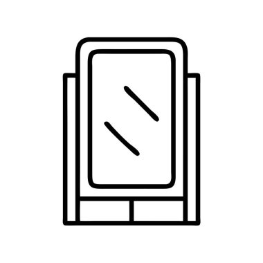 Soyunma odası ayna ana hatları ikon vektör sanat tasarımı