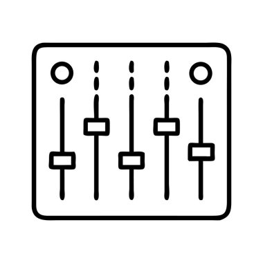 Ses karıştırıcı denetim paneli faders ana hatlı simge vektörü