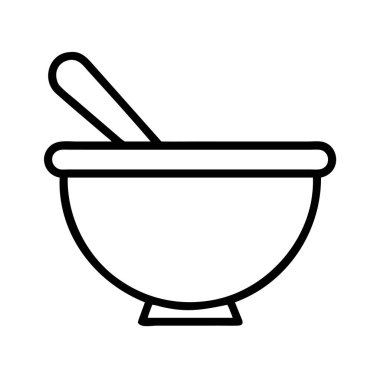 Kase ve kaşık ikonu ana hatları mutfak aletleri grafiği