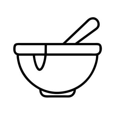 Yemek hazırlama kasesi ve karıştırma çizgisi simgesi