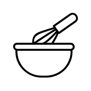 Fırçala ve karıştır Kase çizgisi resim simgesi pişirmek için.