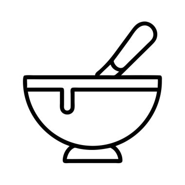 Ezici malzemeler için havan ve tokmak çizgisi simgesi.