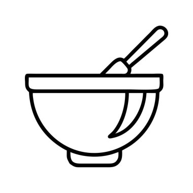 Mutfak karıştırma kabı ve spatula pişirme aleti simgesi
