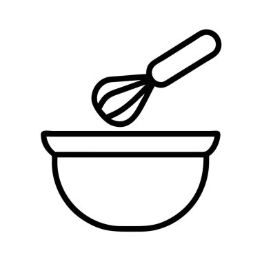Mutfak çırpma ve kase pişirme aletleri çizgisi sanat simgesi