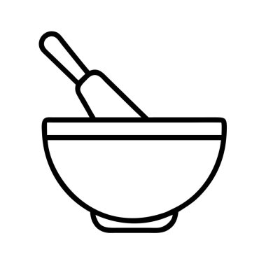 Havan ve tokmak ana hatları ikon vektör illüstrasyon tasarımı