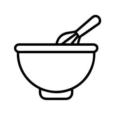 Mutfak kasesi ve çırpma ikonu çizgisi tasarımı