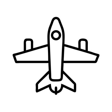 Seyahat için bir jet uçağının minimalist özet simgesi