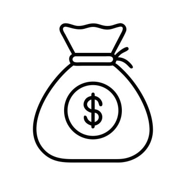 Para çantası ana hatları dolar işareti konsepti olan simge