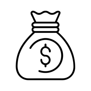 Dolar işaretli para çantası ana hatlı resim çizimi