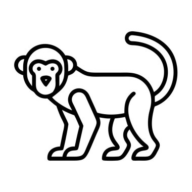 Beyaz arka planda bir maymunun çizgi çizimi