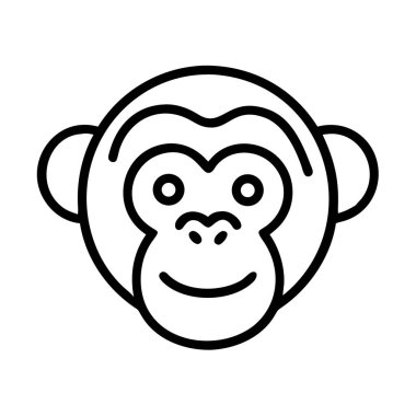Minimalist çizgi film maymunu yüz hatları simge tasarımı