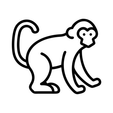 Maymun ana simgesi, basit siyah beyaz tasarım