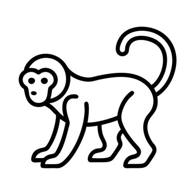 Maymun hayvan ana hatları simge çizim grafik vektörü