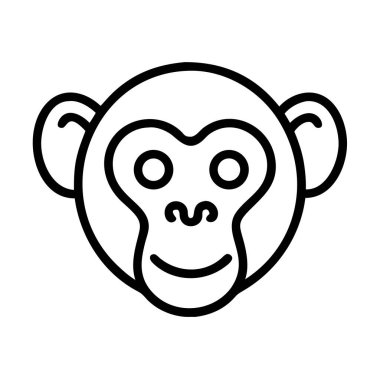 Çizgi sanatı maymunu kafa simgesi vektörü basit hayvan grafiği