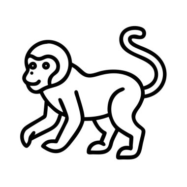Maymun çizgisi sanat simgesi basit düz tasarım vektörü