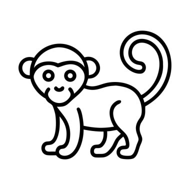 Şirin maymun çizgi film simgesi çizim vektör sanatı.