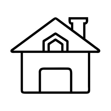 Minimalist ev çizgisi bacası ve çatısı olan resim simgesi