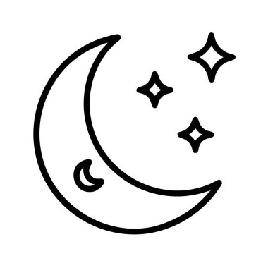 Hilal ay ve gece için üç yıldız taslak simgesi