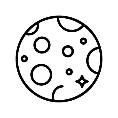 Basit bir gezegenin ya da kraterli bir ayın çizgi sanat simgesi