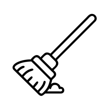 Süpürge süpürme toz simgesi gösterimi beyaz arkaplan