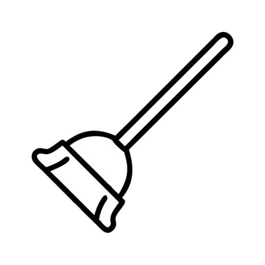 Süpürge temizleme aracı satır resim illüstrasyon vektörü