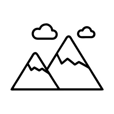 Dağlar ve bulutlar tasarım için basit özet simgesi