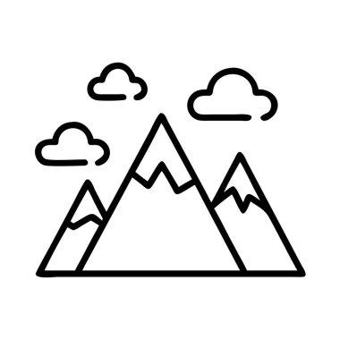 Bulutlu dağ aralığı çizgisi, doğa simgesi tasarımı
