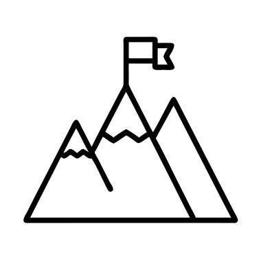 Hedef başarıyı temsil eden bayrak simgesiyle dağ zirvesi