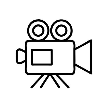 Film kamerası eski film kaydedici basit çizgi resim simgesi