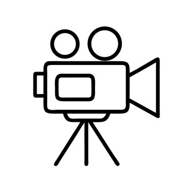 Tripod çizgili sanat sembolündeki klasik film kamera simgesi