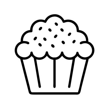 Şekerli lezzetli bir kekin basit taslak simgesi..