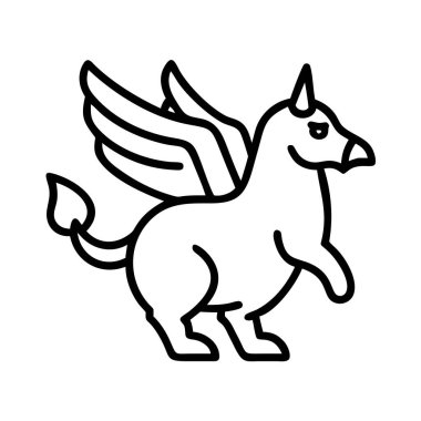 Biçimlendirilmiş efsanevi kanatlı canavar simgesi grafik ögesi