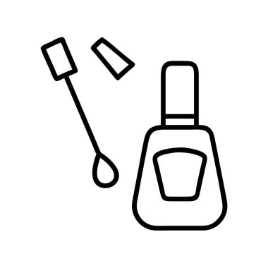 Tırnak cilası şişesi, fırça ve kapak taslak simgesi.