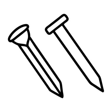 İki metal çivi içeren basit taslak simgesi.