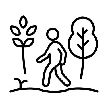 Bitki ve ağaç grafiğiyle dışarıda yürüyen kişi