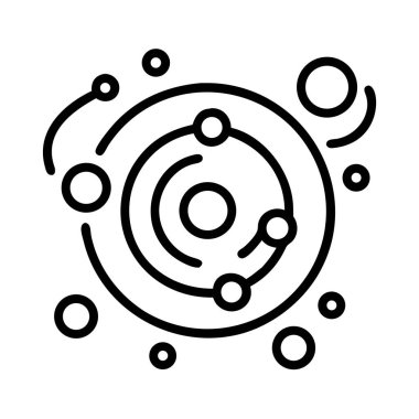 Güneş sistemi veya atom simgesi yörünge hareketini betimliyor