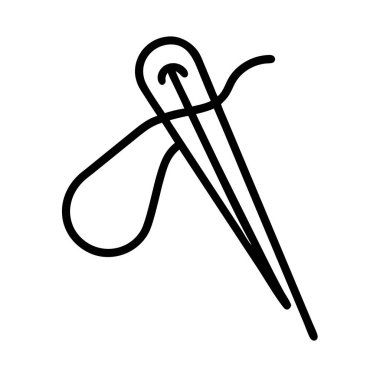 Minimalist dikiş iğnesi ve iplik çizgisi çizimi