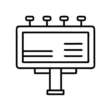 Modern bir açık hava reklam panosunun çizgi sanat simgesi