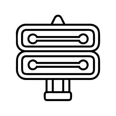 Veri depolama ve ağ belirleyen sunucu rafı simgesi