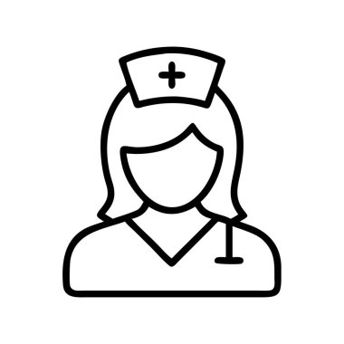 Ana hatlarıyla sağlık hemşiresi ikonu