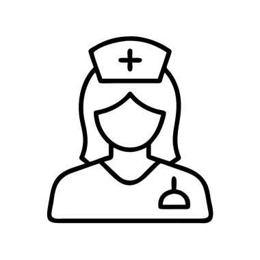 Başlığı ve haçı olan hemşire simgesi, tıbbi personel sembolü.