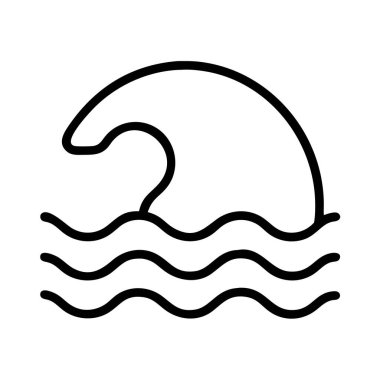 Okyanus dalga çizgisi simgesi, su akımı vektör sanatı