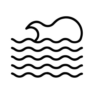 Suyun üzerinde güneş ya da ay olan minimalist dalga simgesi