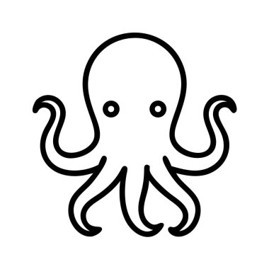 Ahtapot deniz yaratığı basit çizgi resim simgesi grafiği